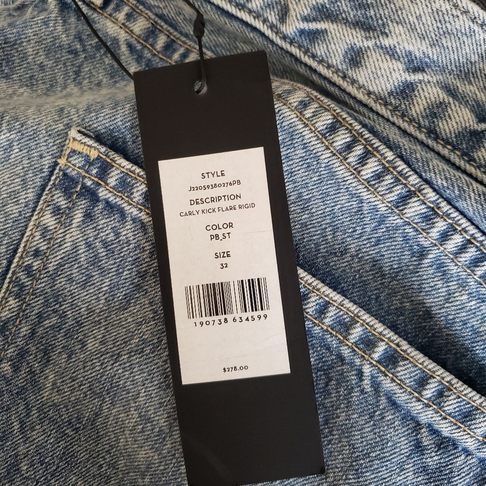 Veronica Beard High-Rise Carly Kick Flare Denim Jeans Size 32/14 Pebble Stone - Picture 12 of 12